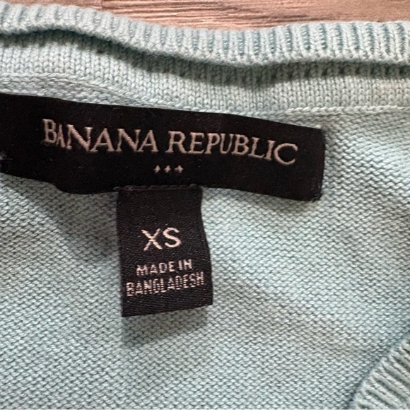 Banana Republic Aqua Blue Sweater Womens Sz XS Cotton Blend Pullover Crew Neck - Picture 4 of 9